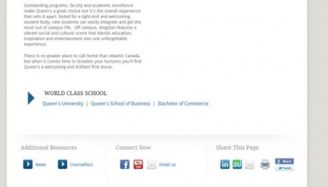 The footer allows users to easily share the website through popular social media channels.