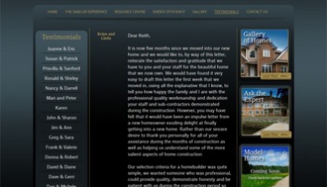 Client testimonials are automatically and consistently formatted for the Testimonials page.