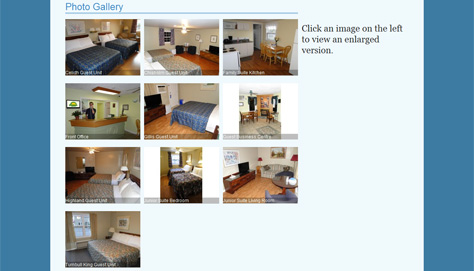 Photos can be added through the CMS. Each image can be viewed in a larger lightbox view.