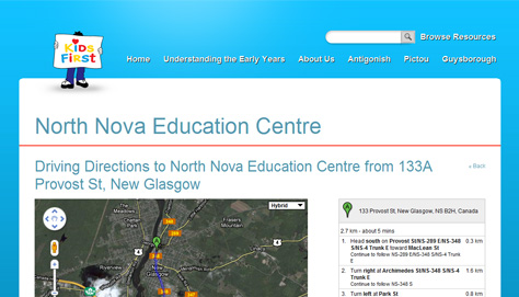 Each organization allows users to get driving directions right from their location