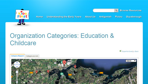 Every organization is visually displayed on the map with groups of marks grouped into clusters