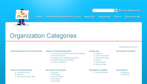 Organizations are arranged into categories that best fit the services they perform
