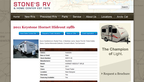 Detailed RV page with SEO rich content