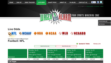 Displaying the current live odds in real-time for up comming games