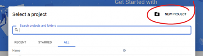 Screenshot of Google Cloud Platform - New Project