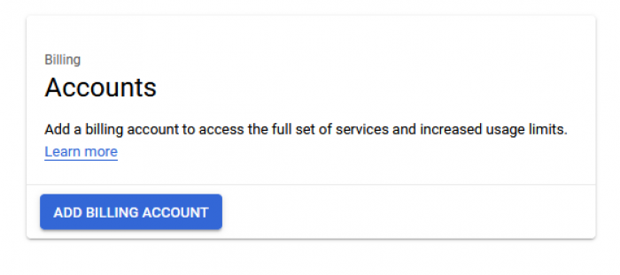 Screenshot of Google Cloud Platform - Add Billing account
